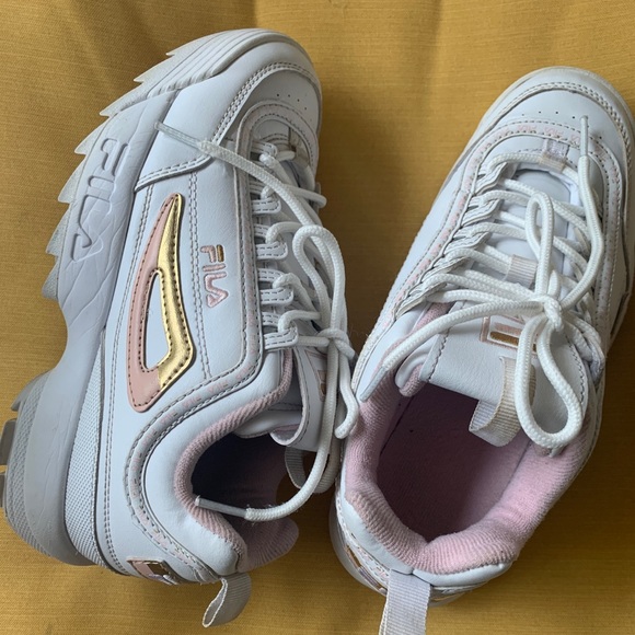 white pink and gold fila